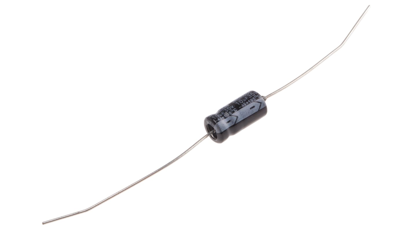 RS PRO, THT Aluminium-Elektrolyt Kondensator 10μF ±20% / 35V dc, Ø 6mm x 13mm x 13mm, bis 105°C