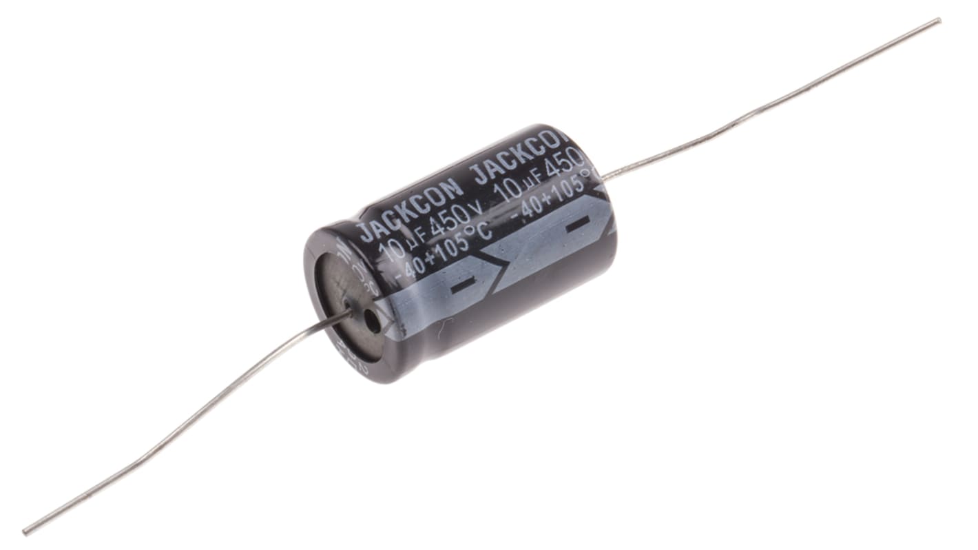 RS PRO 10μF Aluminium Electrolytic Capacitor 450V dc, Axial, Through Hole