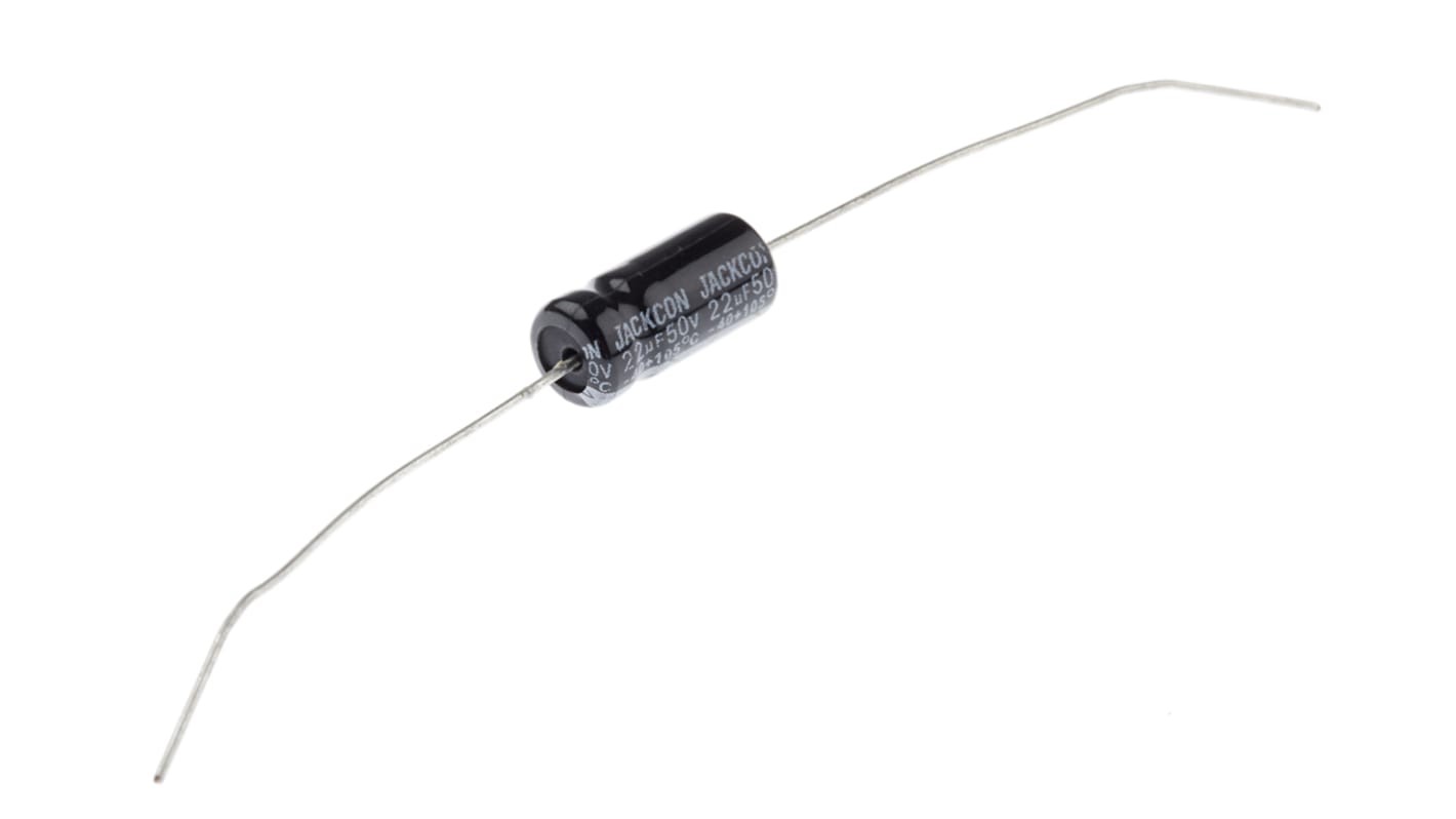 Condensador electrolítico RS PRO, 22μF, ±20%, 50V dc, Axial, Orificio pasante, 6 (Dia.) x 13mm