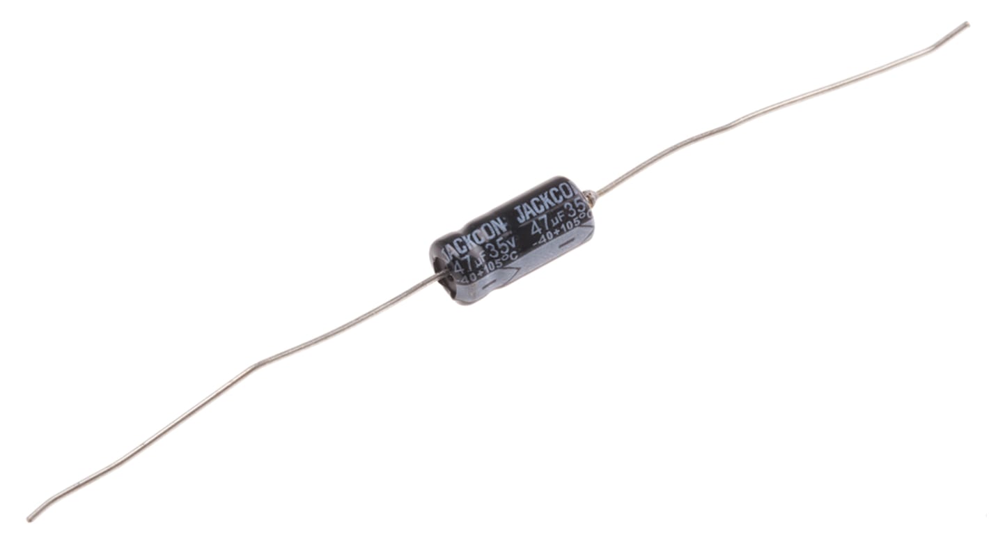 Condensador electrolítico RS PRO, 47μF, ±20%, 35V dc, Axial, Orificio pasante, 6 (Dia.) x 13mm