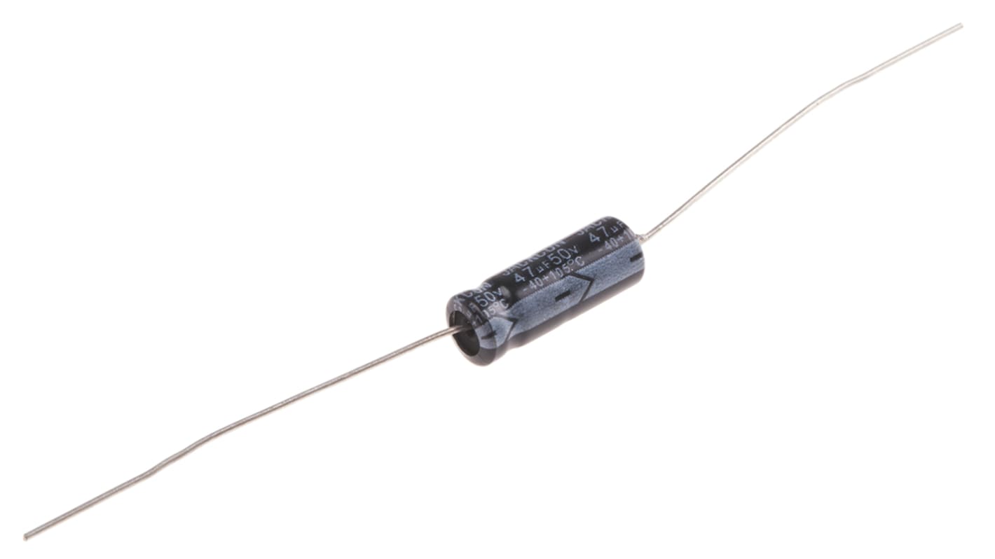 RS PRO 47μF Aluminium Electrolytic Capacitor 50V dc, Axial, Through Hole