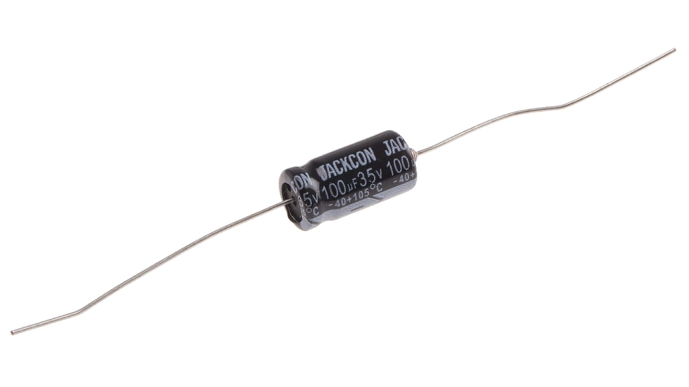 RS PRO 100μF Aluminium Electrolytic Capacitor 35V dc, Axial, Through Hole