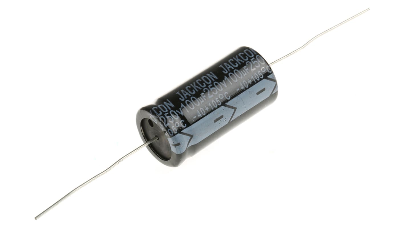 RS PRO 100μF Aluminium Electrolytic Capacitor 250V dc, Axial, Through Hole