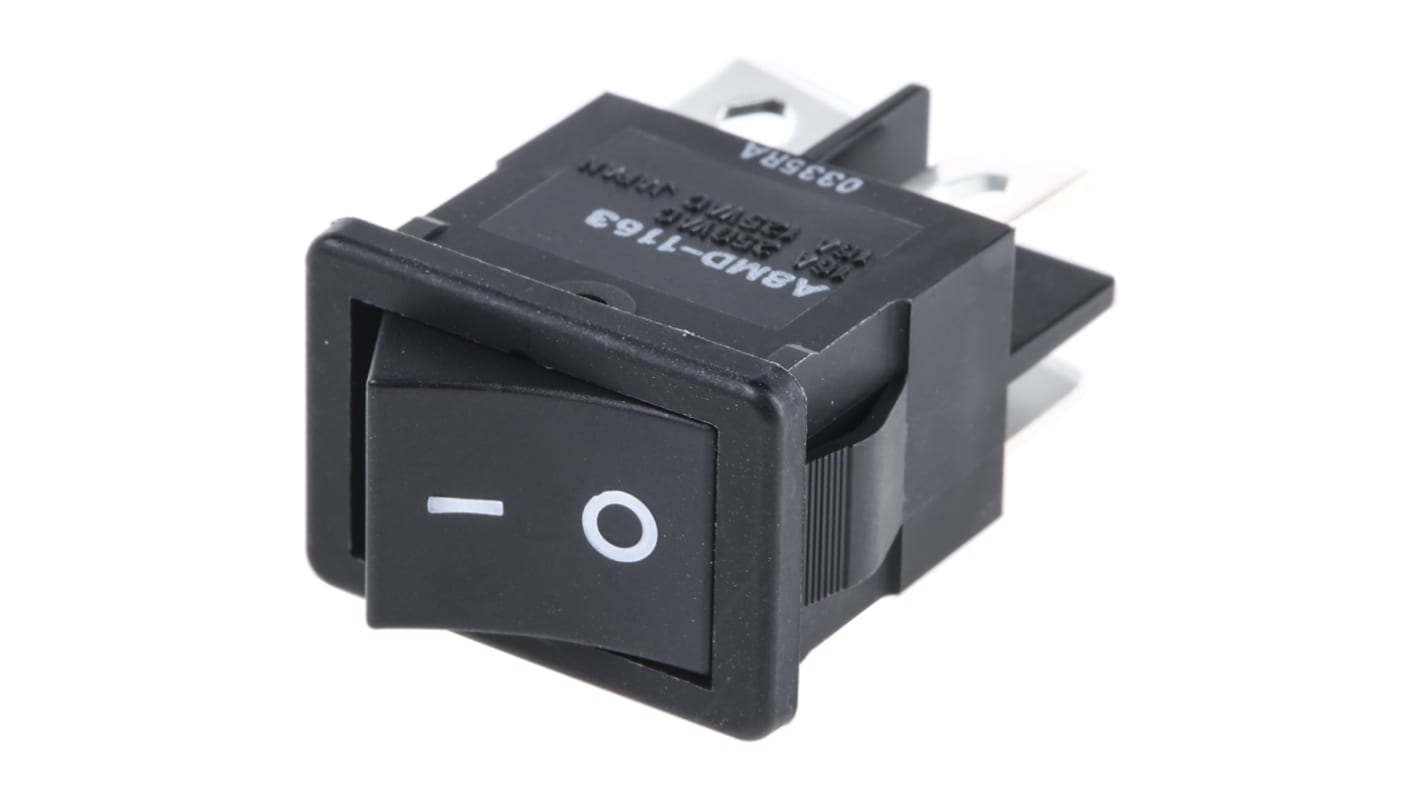 Interruptor de balancín, A8MD-1163, Contacto DPST, Enclavamiento, 16 A a 250 V ac, Negro