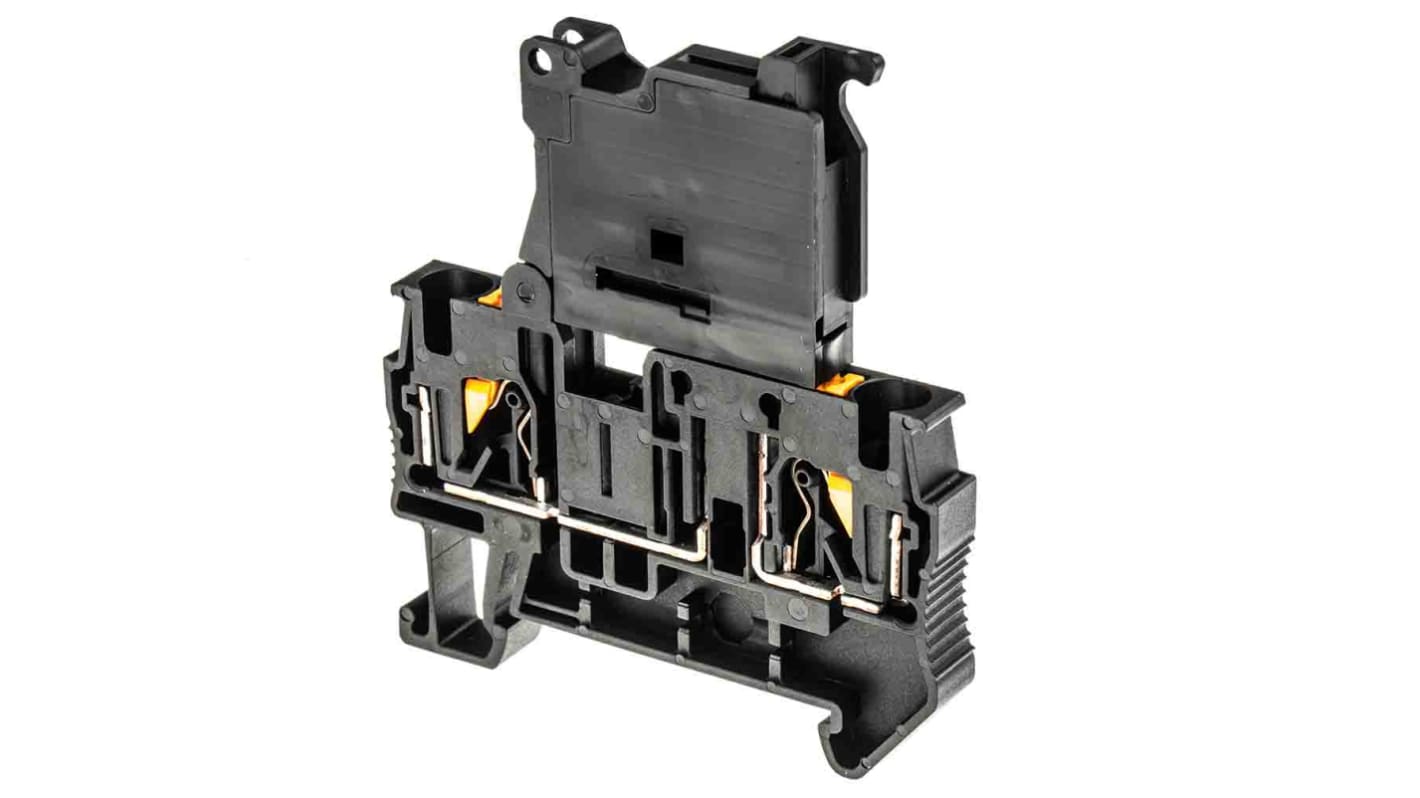 Phoenix Contact PT 4-HESILED 60 (5X20) Series Black Fused DIN Rail Terminal, 0.2 → 6mm², Single-Level, Push In