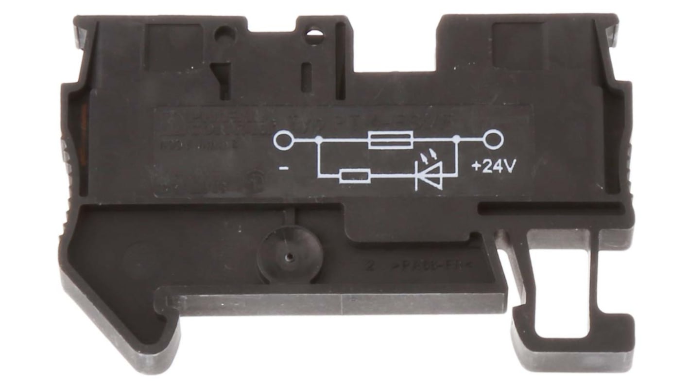 Złączka szynowa bezpiecznikowa Phoenix Contact poziomy: Pojedynczy 24 → 10AWGWciskane PT 4-FSI/F-LED 24 raster: