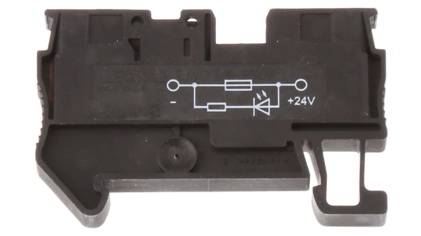 Svorkovnice na lištu DIN s pojistkou, řada: PT 4-FSI/F-LED 24 typu F (miniaturní) Černá