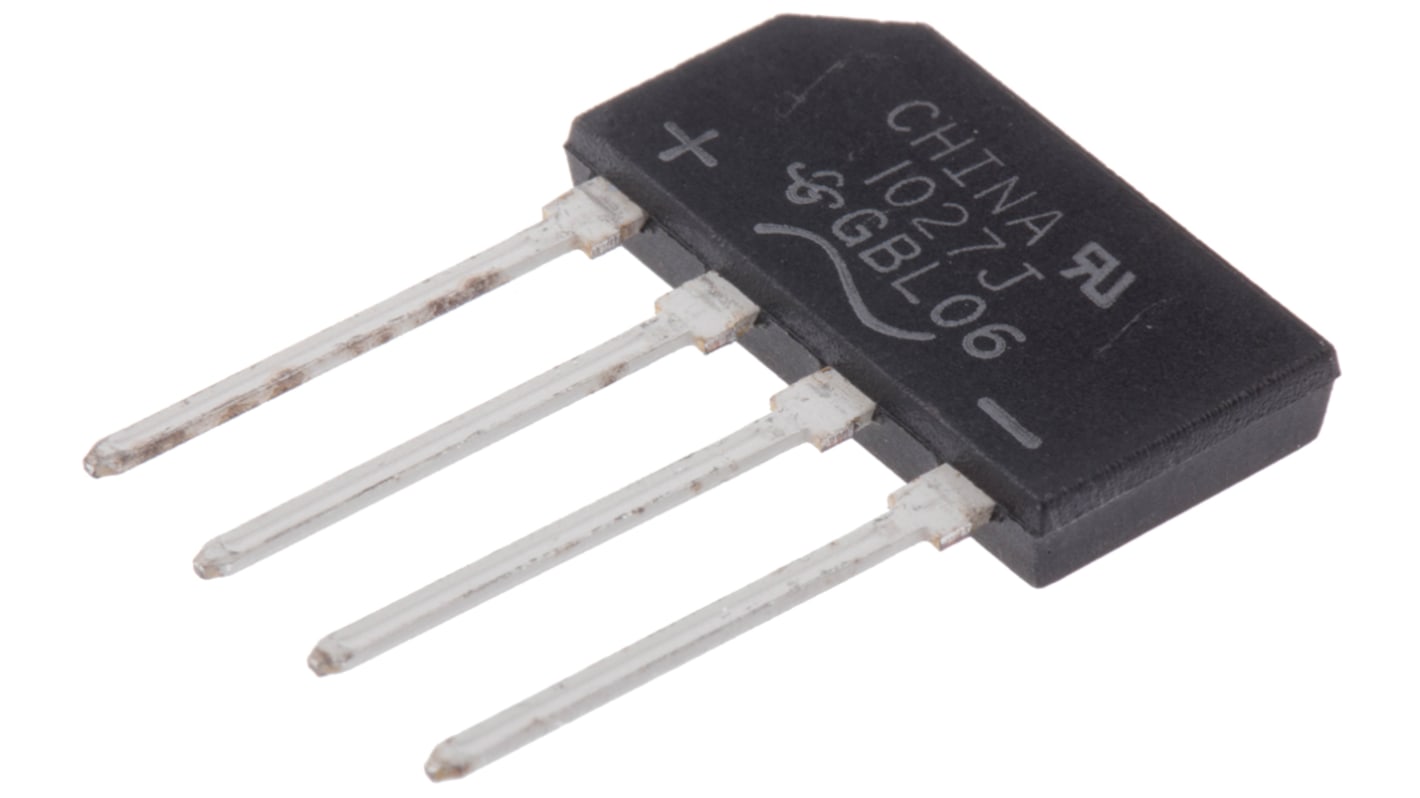 Vishay Brückengleichrichter, 1-phasig 4A 600V THT 1V GBL 4-Pin 5μA Siliziumverbindung