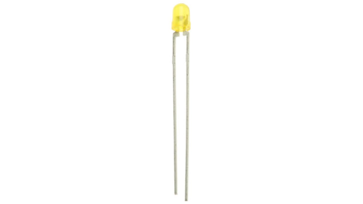 LED Vishay, Amarillo, 594 nm, Vf= 2.9 V, 50 °, mont. pasante, encapsulado 3 mm (T-1)