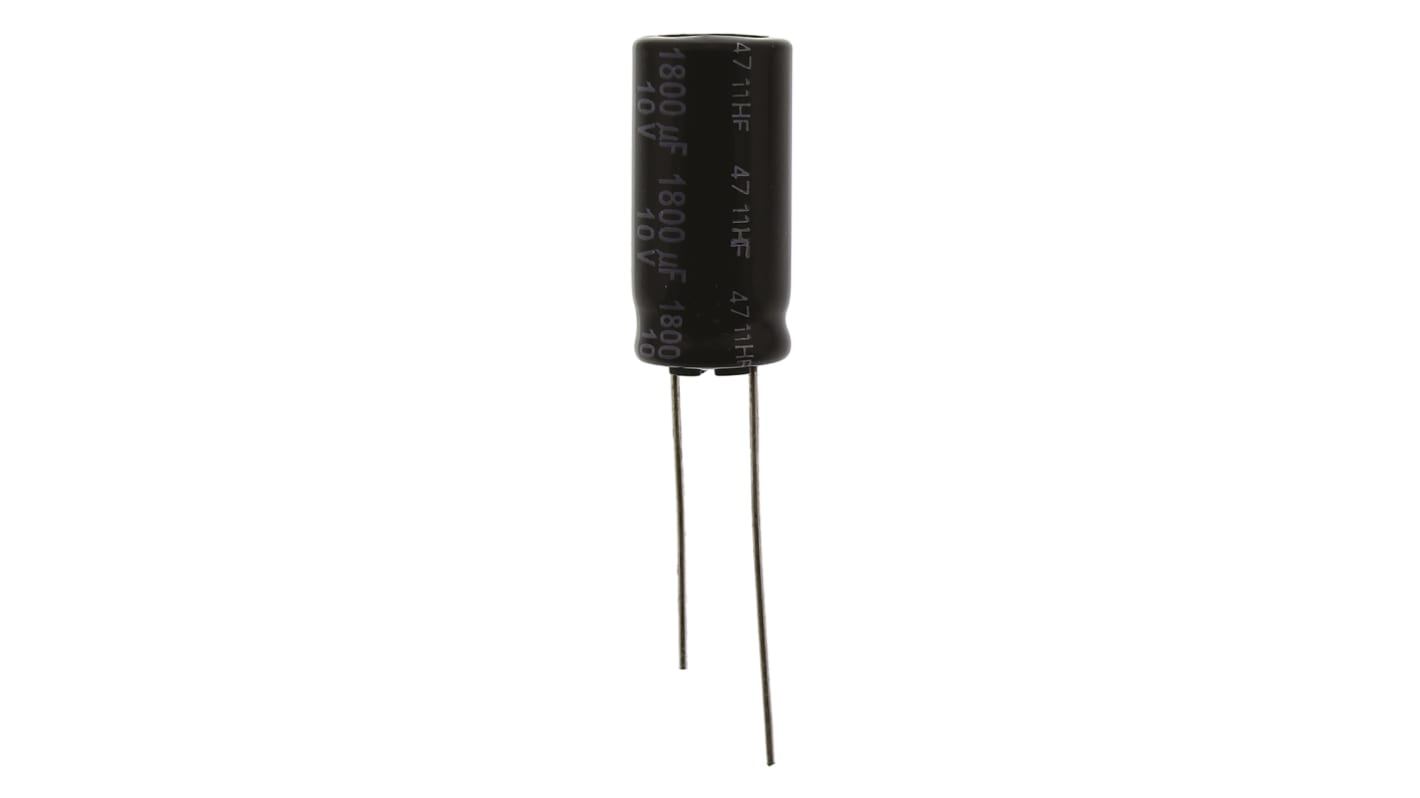 Condensador electrolítico Panasonic serie FR Radial, 1800μF, ±20%, 10V dc, Radial, Orificio pasante, 10 (Dia.) x 20mm,