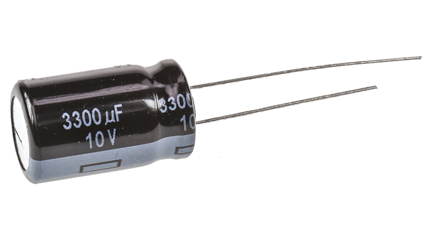 Panasonic 3300μF Aluminium Electrolytic Capacitor 10V dc, Radial, Through Hole - EEUFR1A332