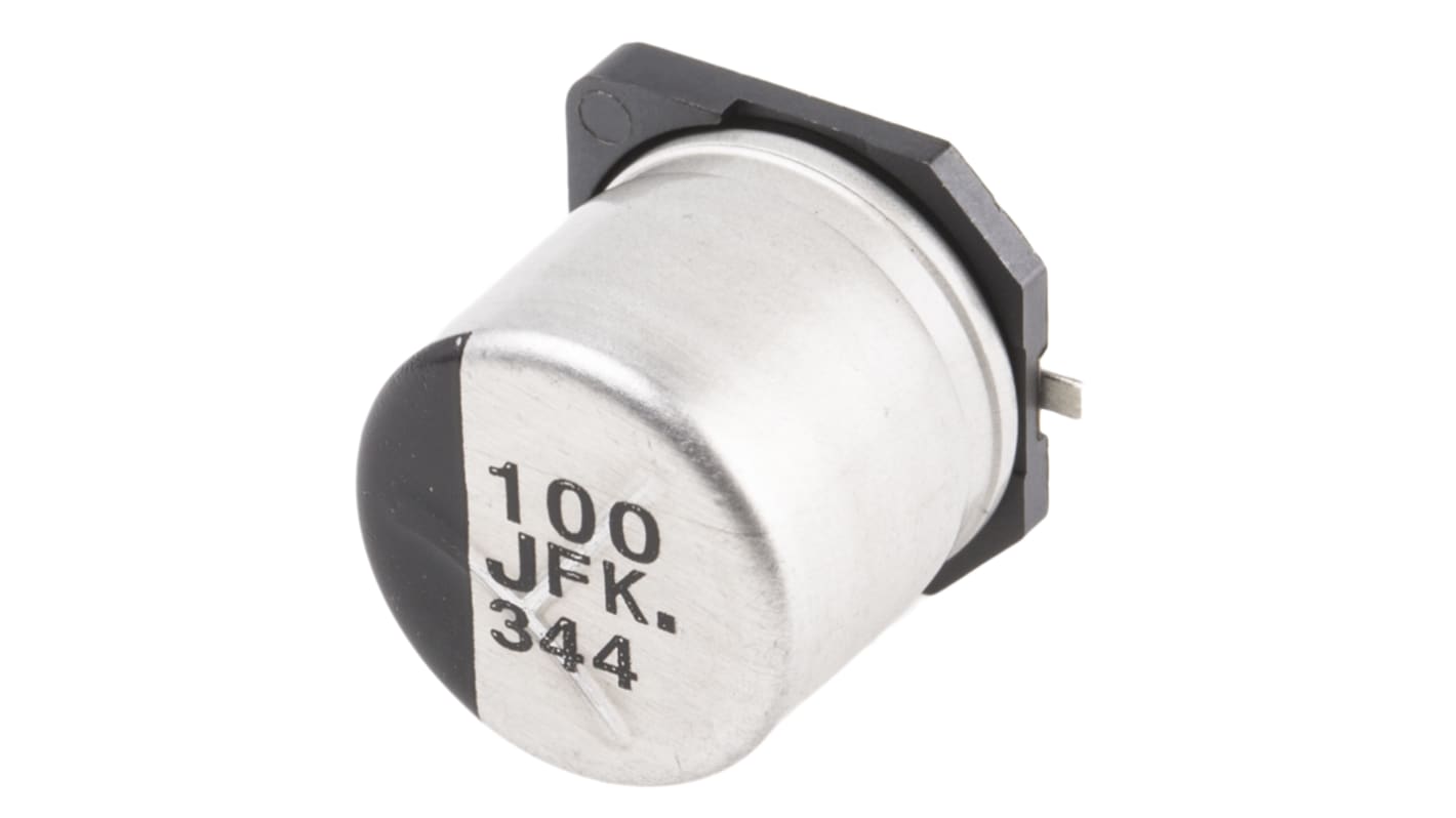 Panasonic 100μF Aluminium Electrolytic Capacitor 63V dc, Surface Mount - EEEFK1J101P