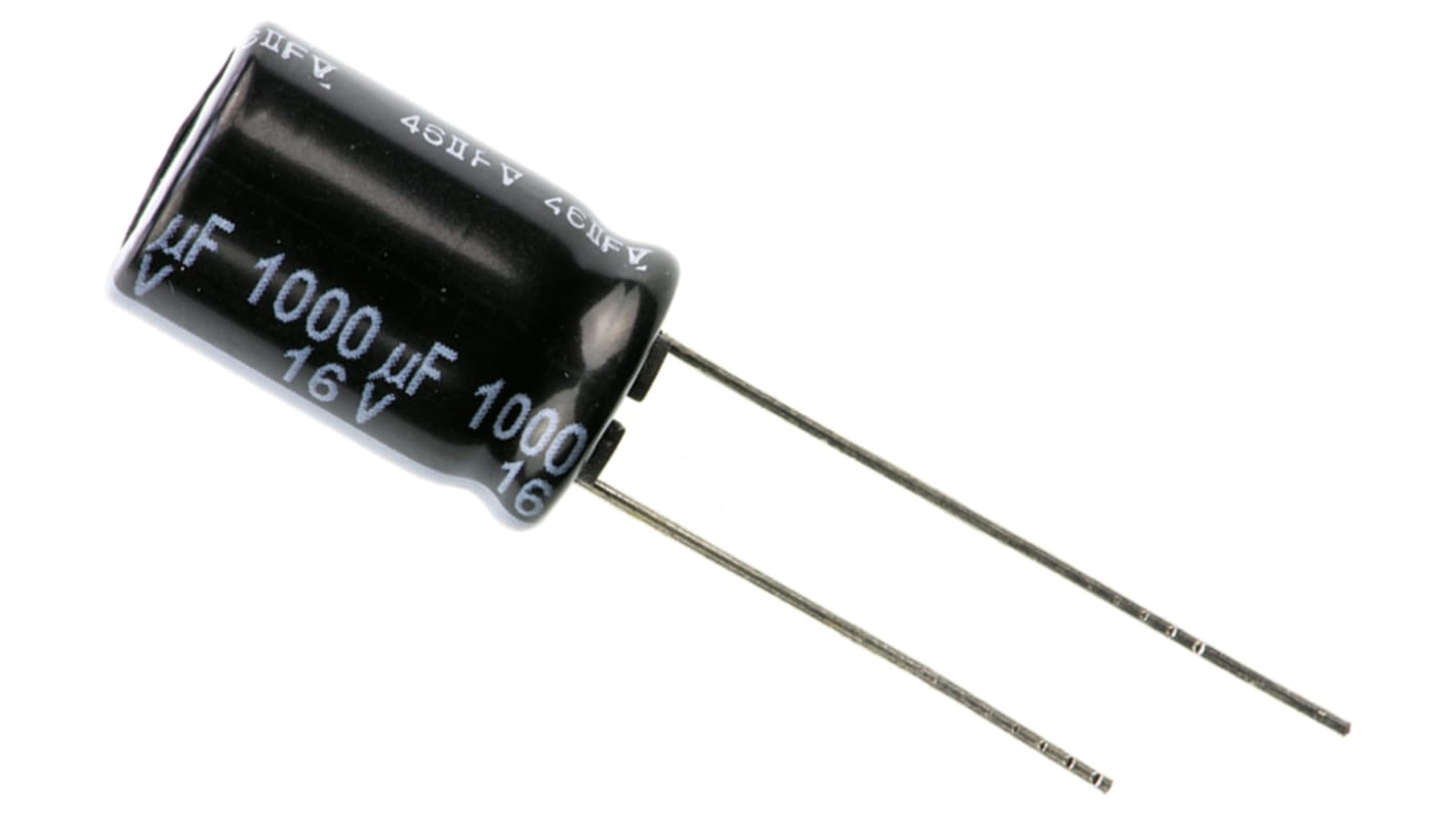 Panasonic 1000μF Aluminium Electrolytic Capacitor 16V dc, Radial, Through Hole - EEUFR1C102