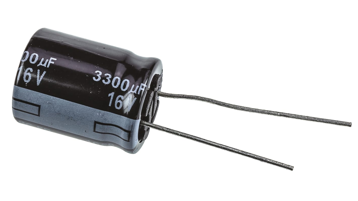 Panasonic FR, THT Aluminium-Elektrolyt Kondensator 3300μF ±20% / 16V dc, Ø 16mm x 20mm, bis 105°C