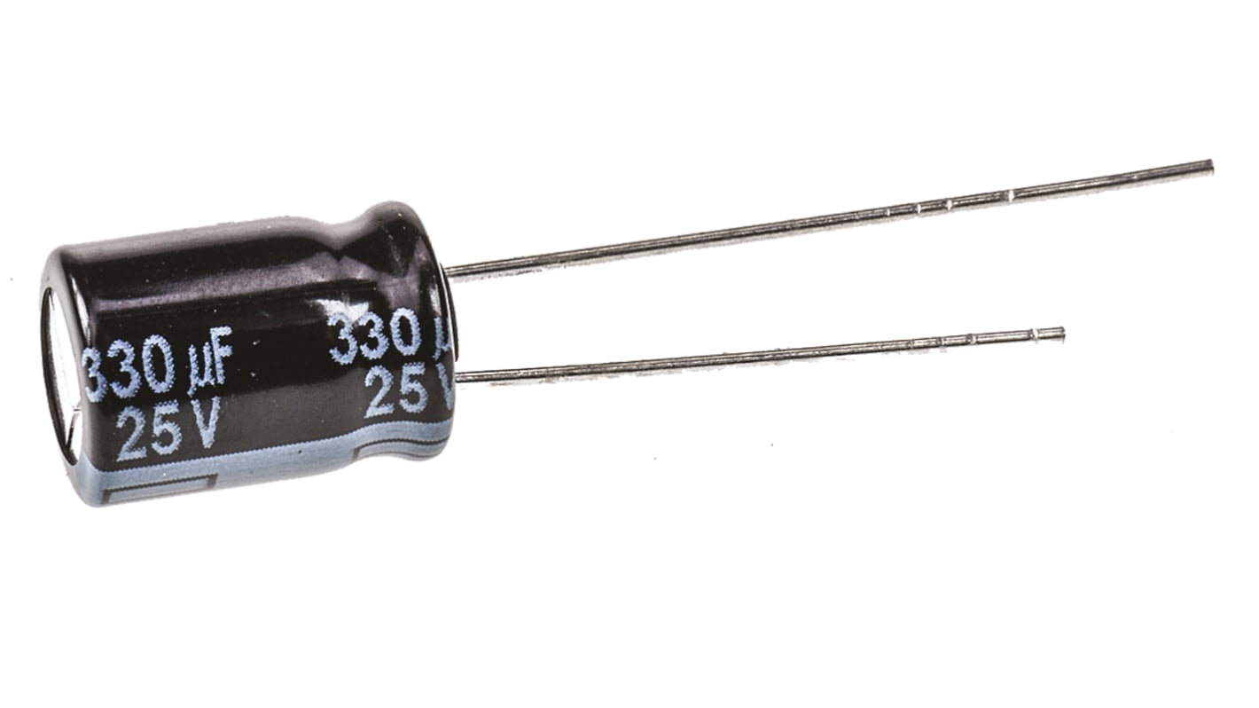 Panasonic 330μF Aluminium Electrolytic Capacitor 25V dc, Radial, Through Hole - EEUFR1E331