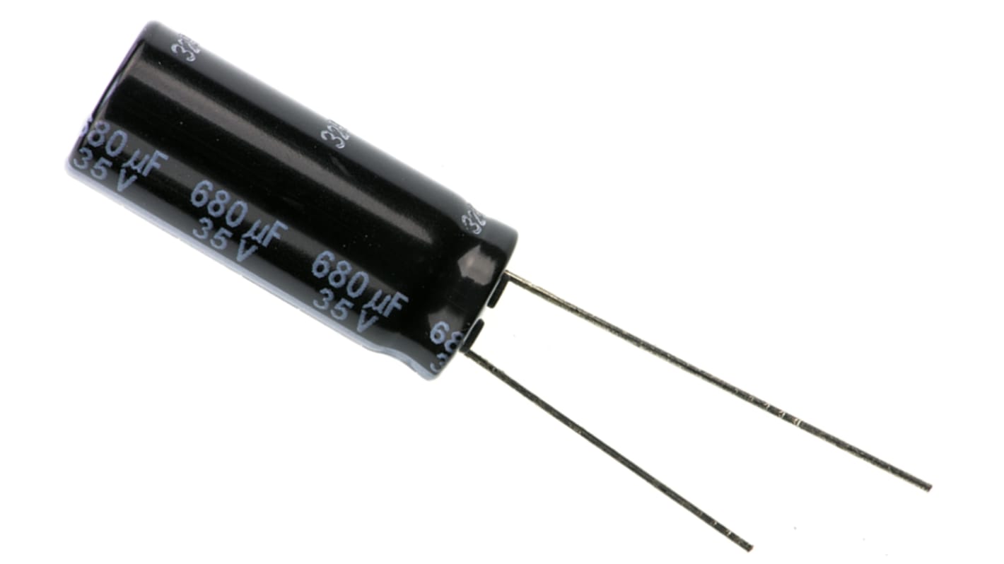 Panasonic FR, THT Aluminium-Elektrolyt Kondensator 680μF ±20% / 35V dc, Ø 10mm x 25mm, bis 105°C