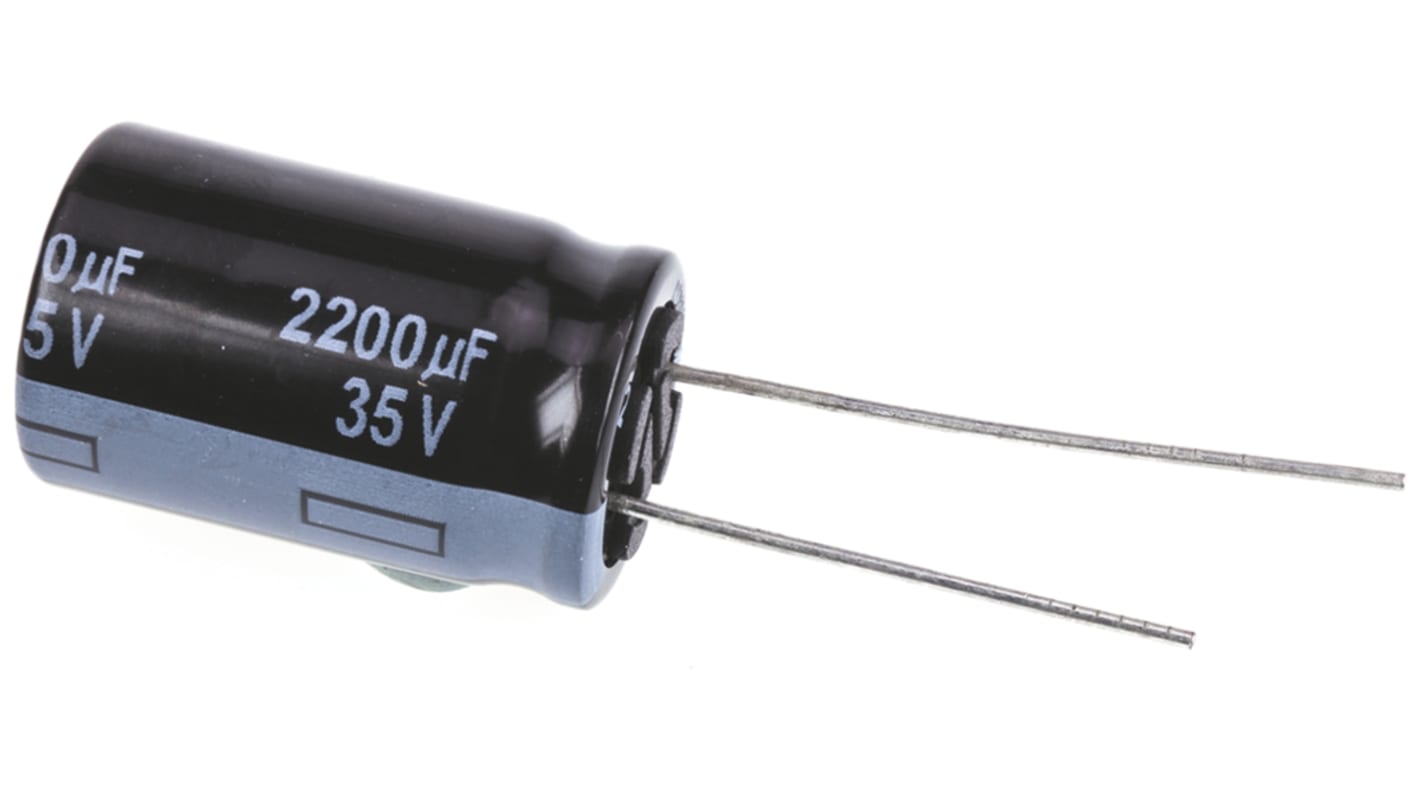 Panasonic , THT Aluminium-Elektrolyt Kondensator 2200μF ±20% / 35V dc, Ø 16mm x 25mm, bis 105°C