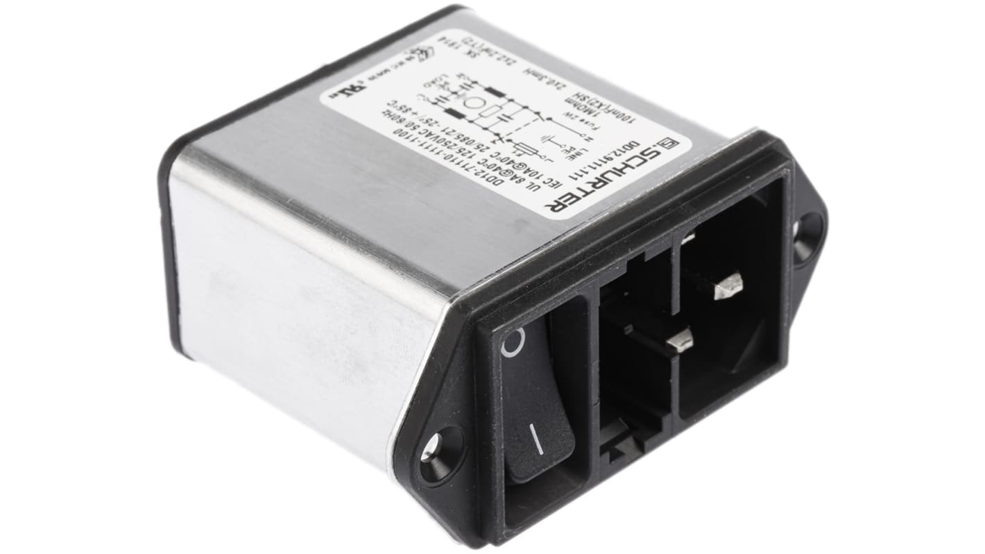Schurter IECフィルタコネクタ パネルマウント 10A 250 V ac, DD12.9111.111