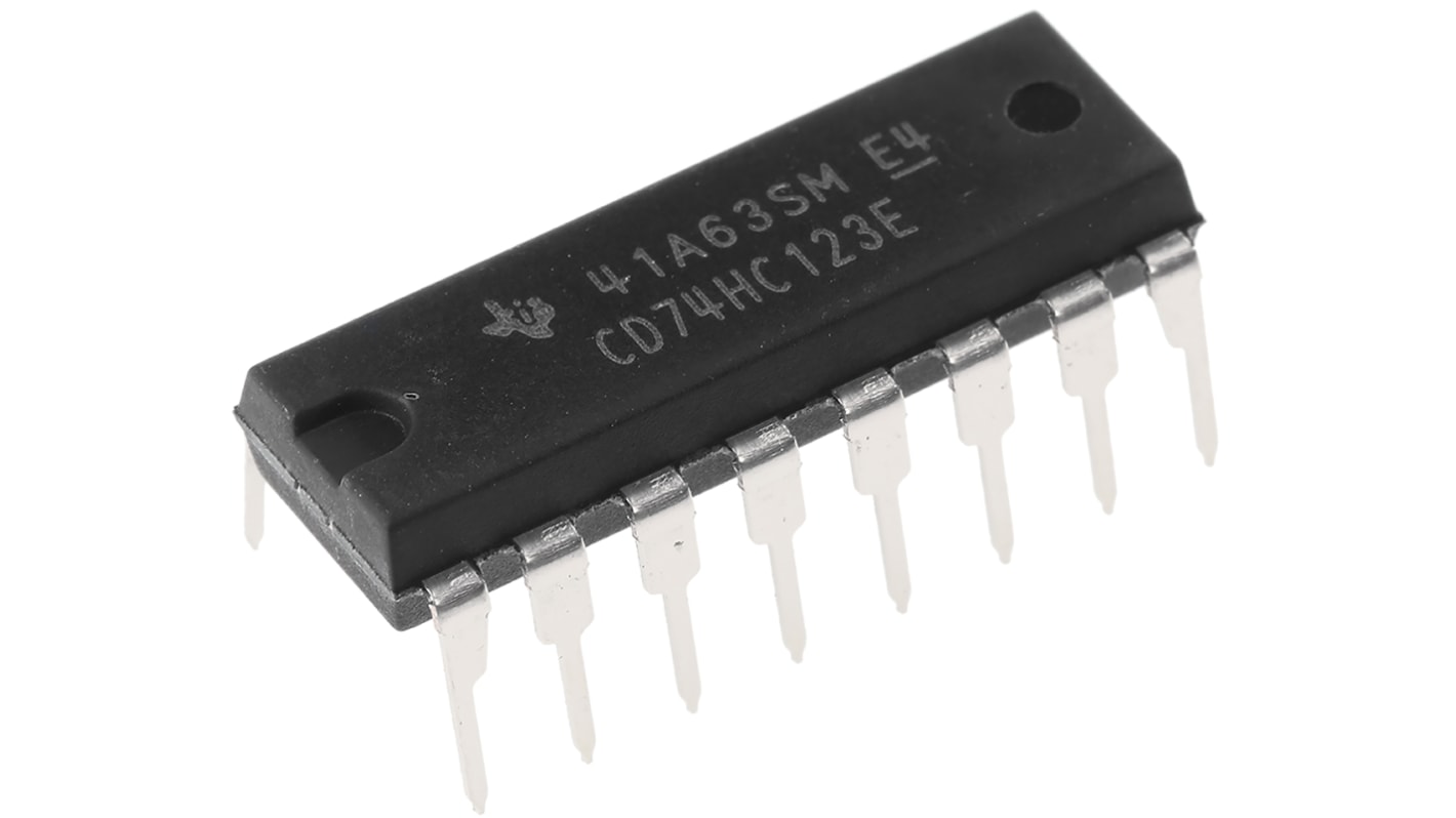 Texas Instruments CD74HC123E, Dual Monostable Multivibrator 5.2mA, 16-Pin PDIP