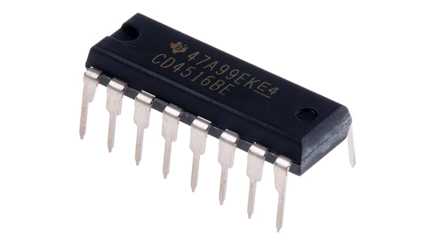 Texas Instruments CD4516BE 4-stage Through Hole Binary Counter, 16-Pin PDIP