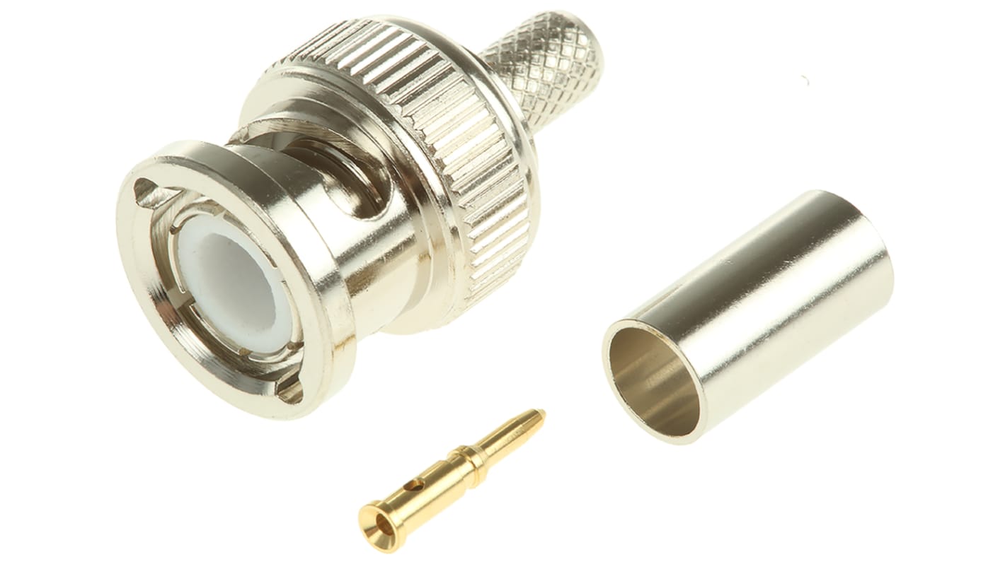 TE Connectivity, Plug Cable Mount BNC Connector, 50Ω, Crimp Termination, Straight Body