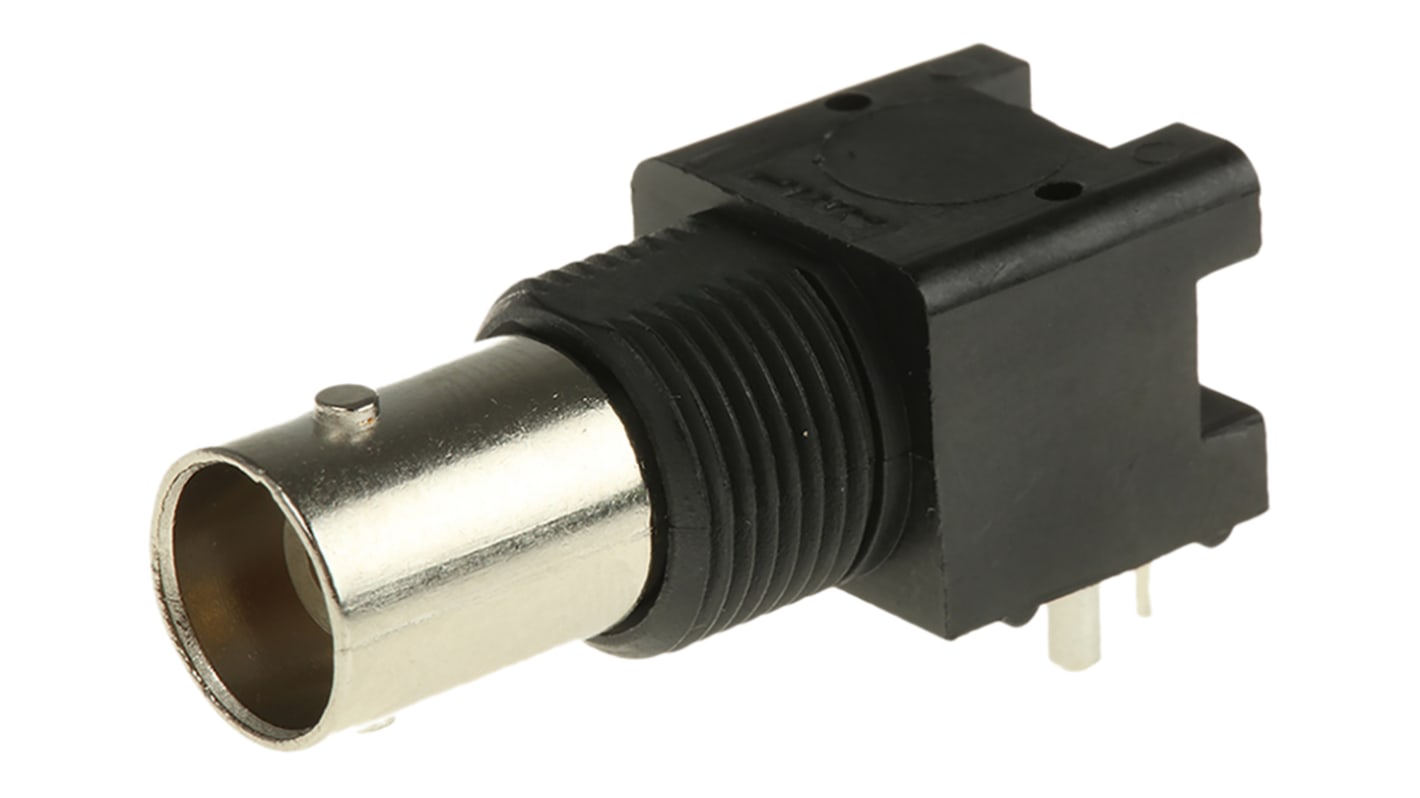 TE Connectivity, jack PCB Mount BNC Connector, 50Ω, Through Hole Termination, Right Angle Body