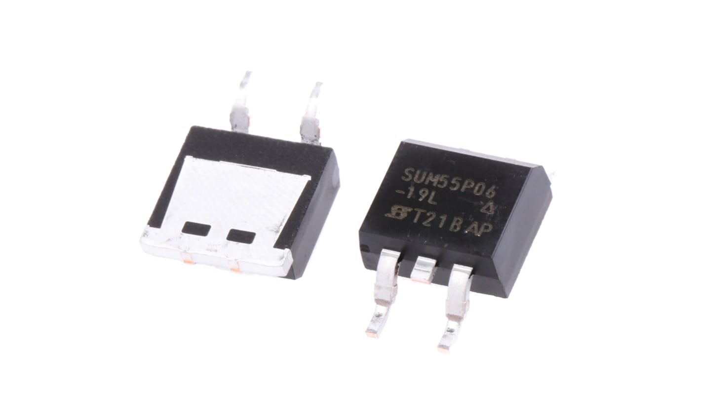 Vishay SUM55P06-19L-E3 P-Kanal, SMD MOSFET 60 V / 55 A 3750 mW, 3-Pin D2PAK (TO-263)