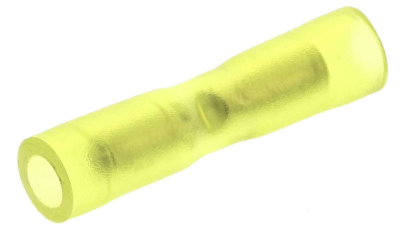 TE Connectivity, PLASTI-GRIP Butt Splice Connector, Yellow, Insulated, Tin 26 → 22 AWG