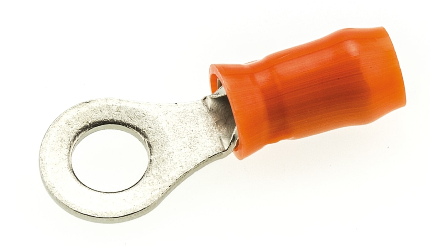 TE Connectivity, PIDG, STRATO-THERM Insulated Ring Terminal, M4 Stud Size, 0.8mm² to 1.4mm² Wire Size, Orange