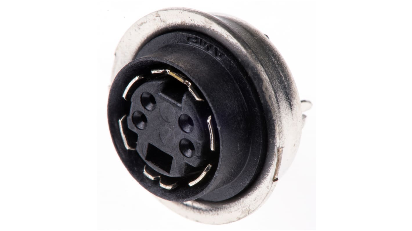 TE Connectivity 4 Pole Miniature Din Socket, 1A, 30 V ac, Female, Through Hole