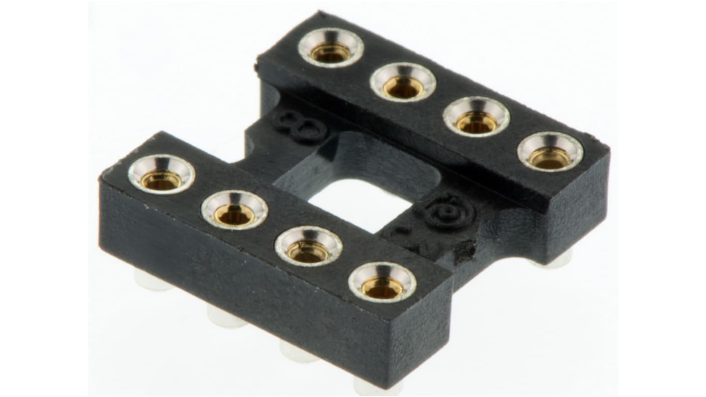 Support DIL Aries Electronics 8 voies, CMS, Entraxe de 2.54mm, largeur de rangée 7.62mm