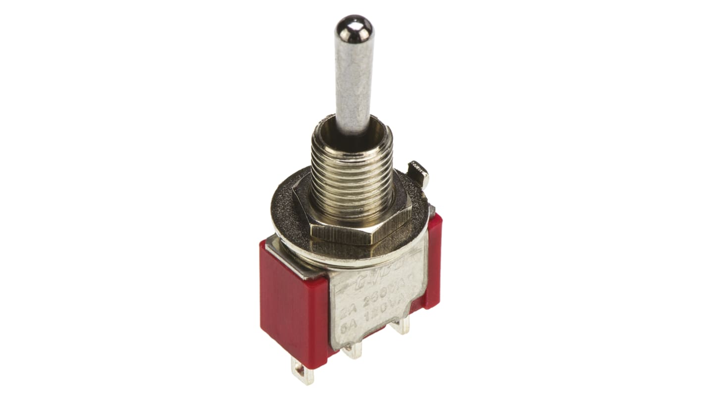 TE Connectivity Toggle Switch, Panel Mount, On-Off-(On), SPDT, Solder Terminal