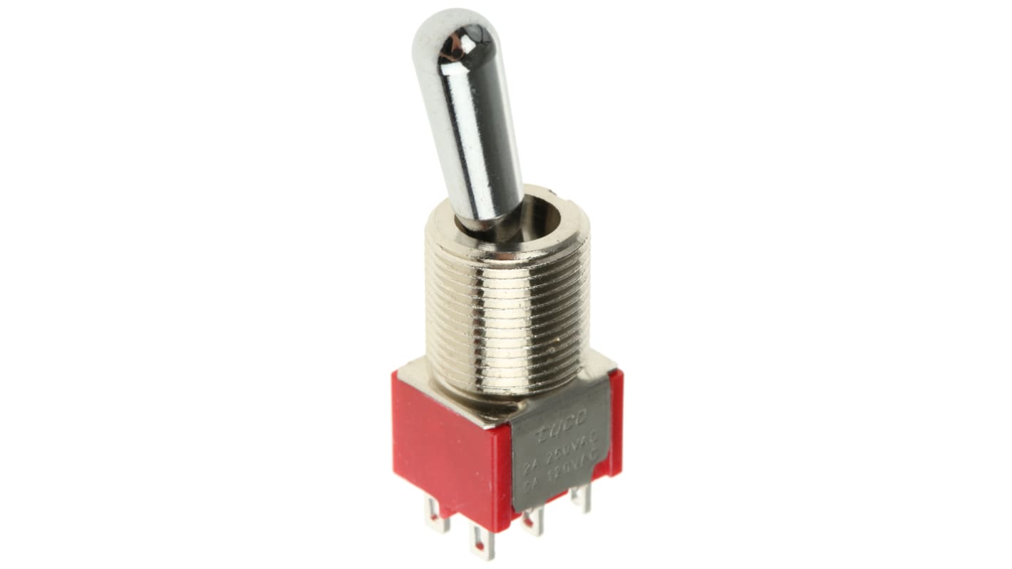 TE Connectivity Toggle Switch, Panel Mount, On-(On), DPDT, Solder Terminal, 120 V ac, 28V dc