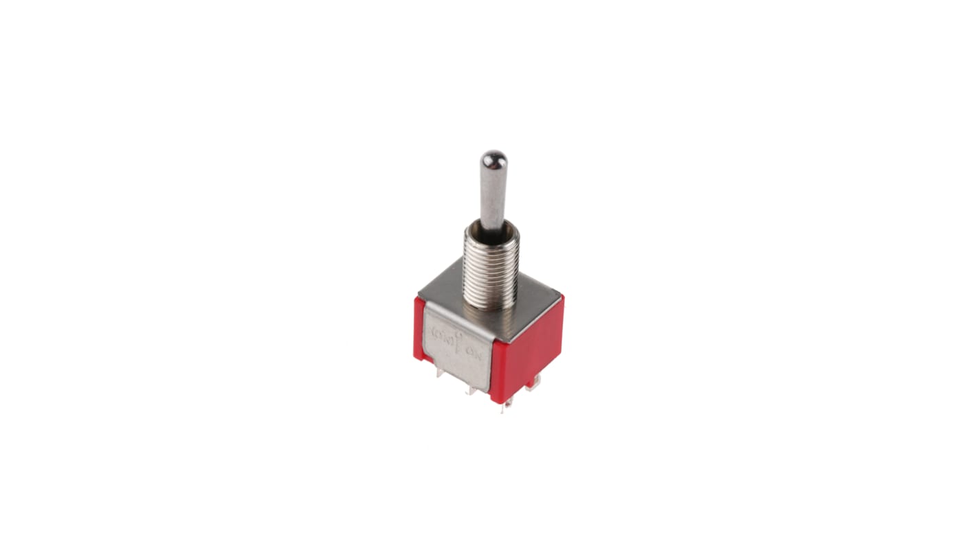 TE Connectivity Toggle Switch, Panel Mount, On-Off-(On), DPDT, Solder Terminal
