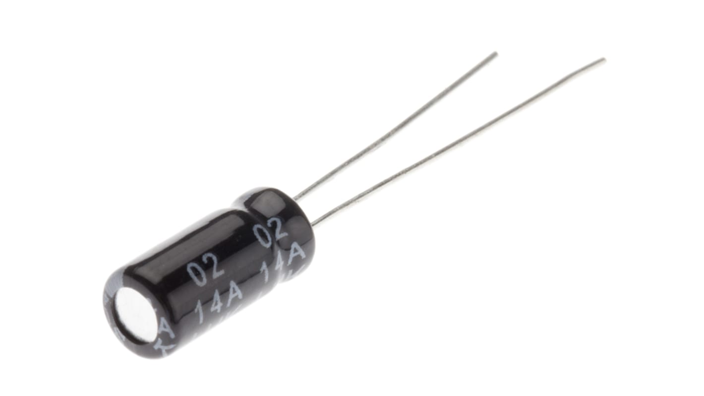 RS PRO 100μF Aluminium Electrolytic Capacitor 6.3V dc, Radial, Through Hole