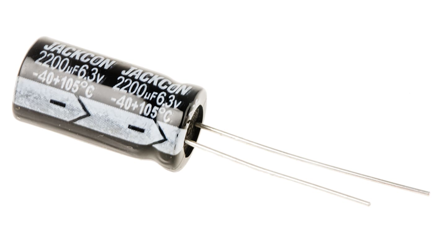 RS PRO, THT Aluminium-Elektrolyt Kondensator 2200μF ±20% / 6.3V dc, Ø 10mm x 20mm x 20mm, bis 105°C