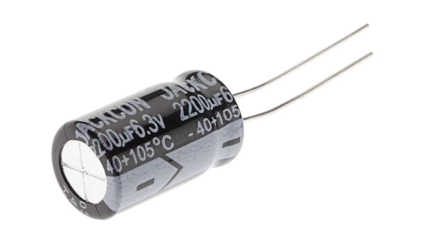 RS PRO 2200μF Aluminium Electrolytic Capacitor 6.3V dc, Radial, Through Hole