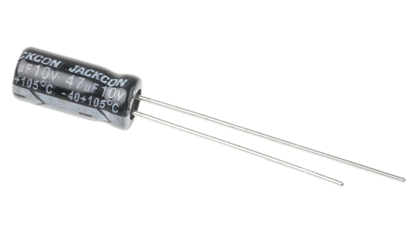 RS PRO 47μF Aluminium Electrolytic Capacitor 10V dc, Radial, Through Hole