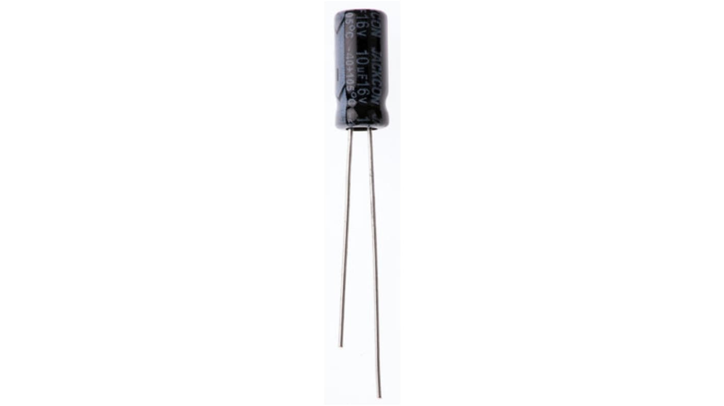 Condensador electrolítico RS PRO, 10μF, ±20%, 16V dc, Radial, Orificio pasante, 5 (Dia.) x 11mm, paso 2mm