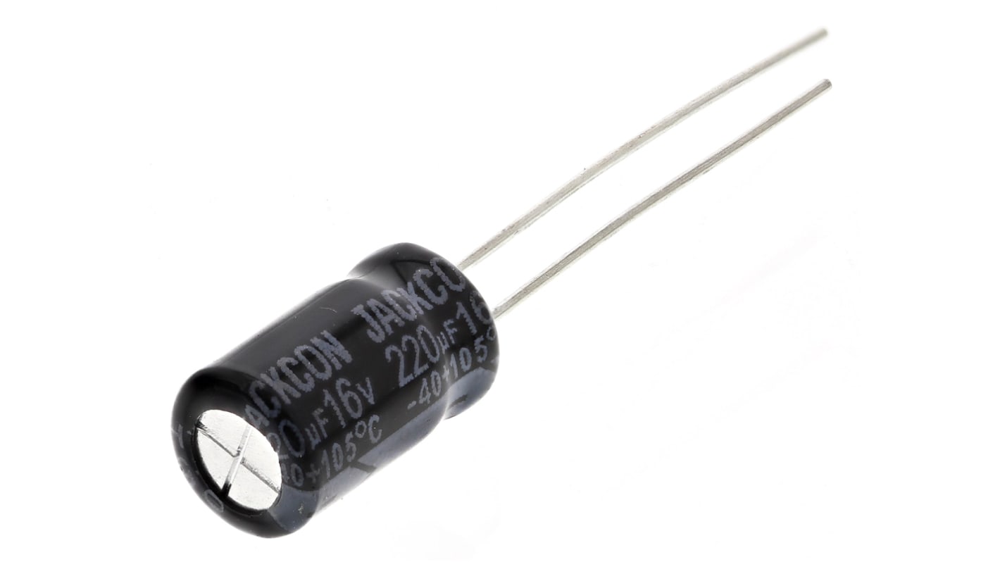 RS PRO 220μF Aluminium Electrolytic Capacitor 16V dc, Radial, Through Hole