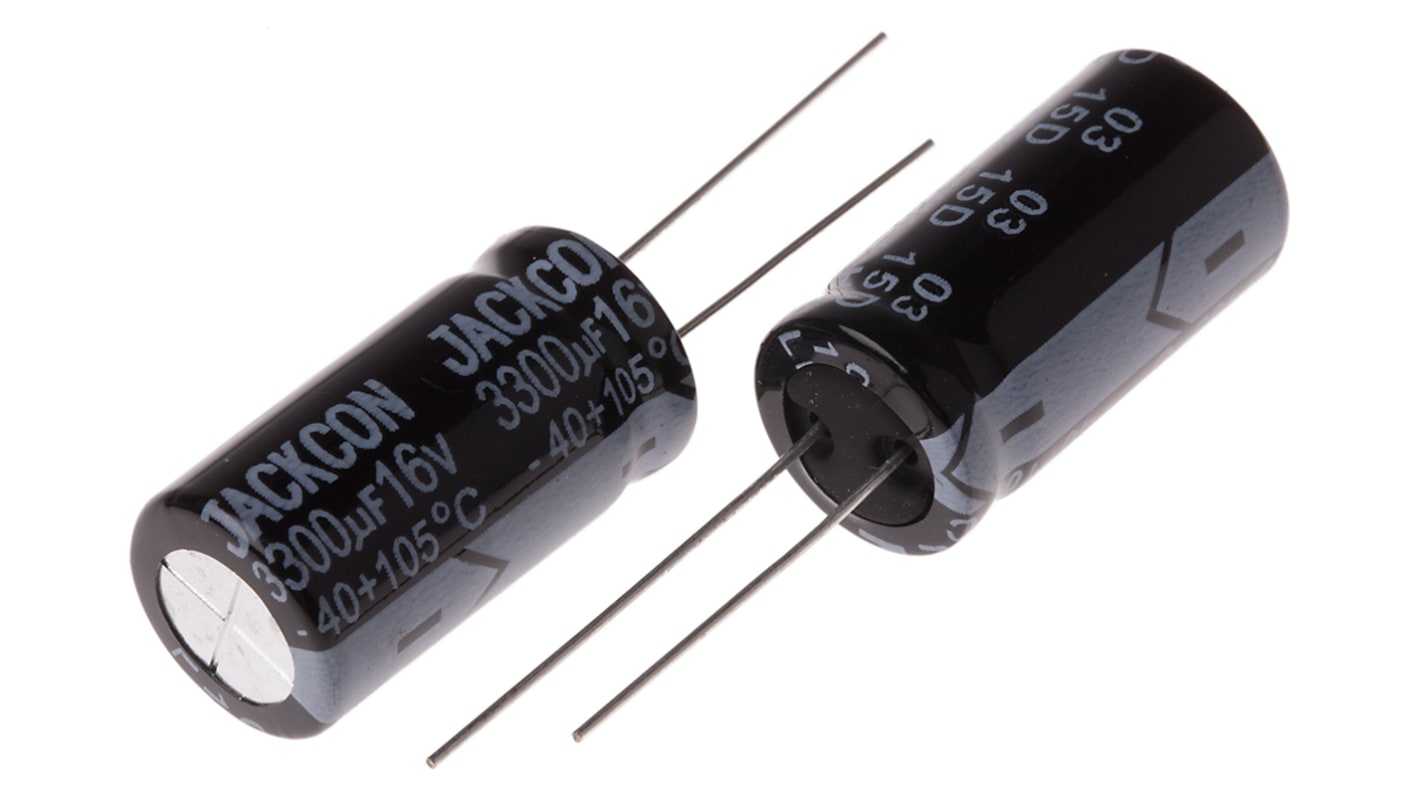 RS PRO 3300μF Aluminium Electrolytic Capacitor 16V dc, Radial, Through Hole