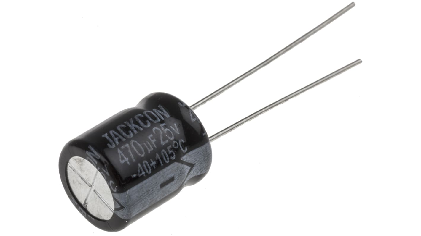 RS PRO 470μF Aluminium Electrolytic Capacitor 25V dc, Radial, Through Hole