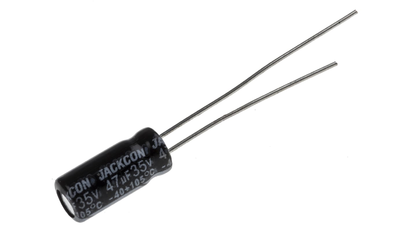 RS PRO 47μF Aluminium Electrolytic Capacitor 35V dc, Radial, Through Hole