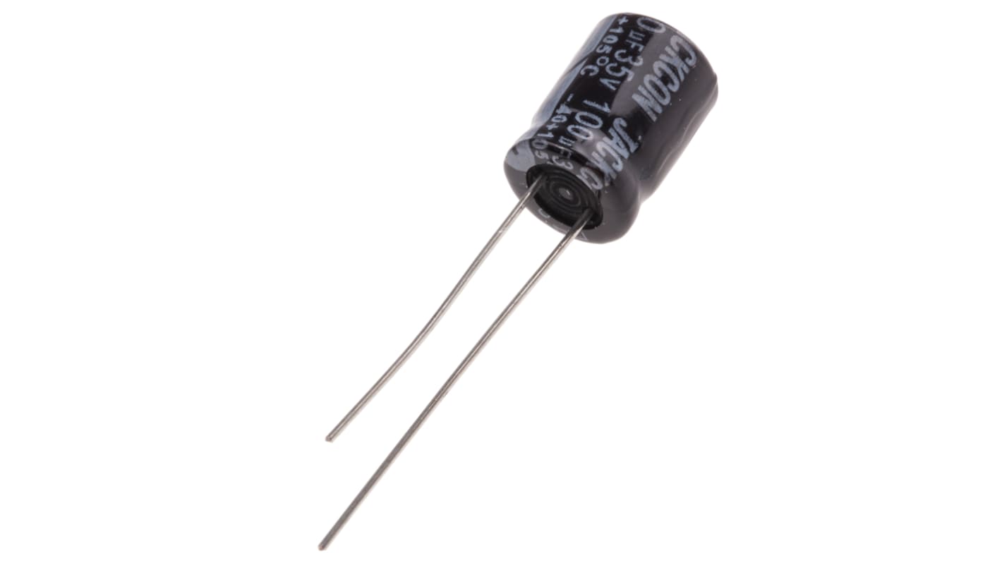 RS PRO, THT Aluminium-Elektrolyt Kondensator 100μF ±20% / 35V dc, Ø 8mm x 11mm x 11mm, bis 105°C