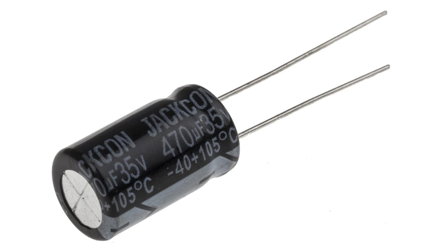 RS PRO 470μF Aluminium Electrolytic Capacitor 35V dc, Radial, Through Hole