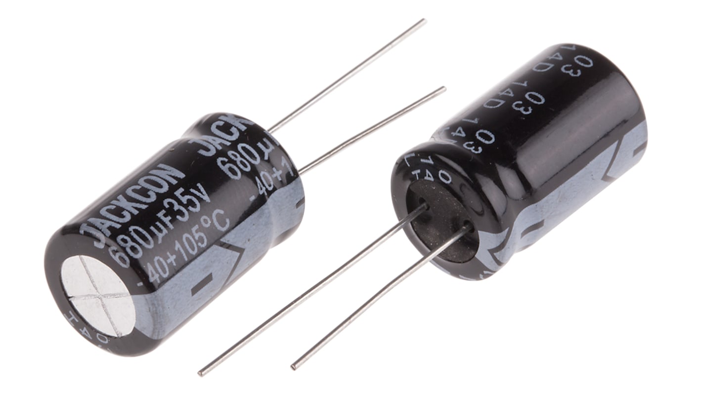 RS PRO 680μF Aluminium Electrolytic Capacitor 35V dc, Radial, Through Hole