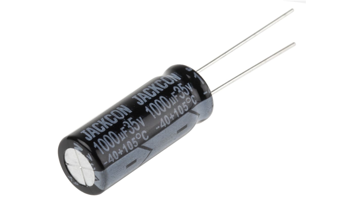 RS PRO, THT Aluminium-Elektrolyt Kondensator 1000μF ±20% / 35V dc, Ø 10mm x 25mm x 25mm, bis 105°C