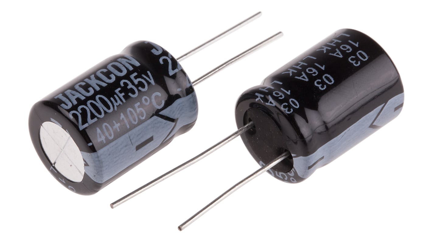 RS PRO 2200μF Aluminium Electrolytic Capacitor 35V dc, Radial, Through Hole