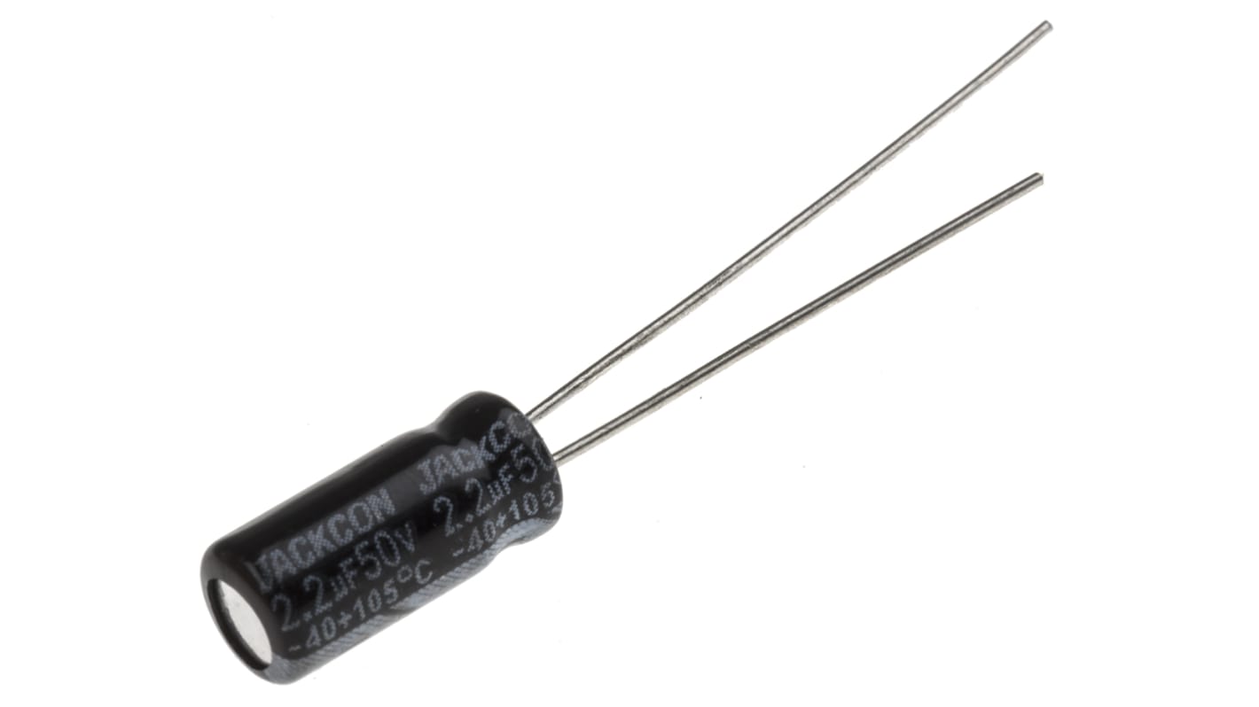 Condensador electrolítico RS PRO, 2.2μF, ±20%, 50V dc, Radial, Orificio pasante, 5 (Dia.) x 11mm, paso 2mm