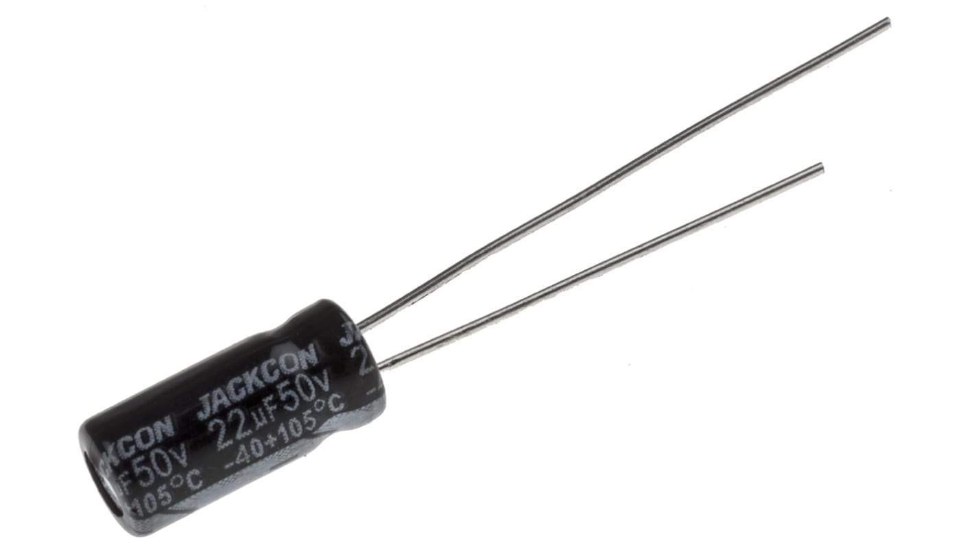 RS PRO, THT Aluminium-Elektrolyt Kondensator 22μF ±20% / 50V dc, Ø 5mm x 11mm x 11mm, bis 105°C